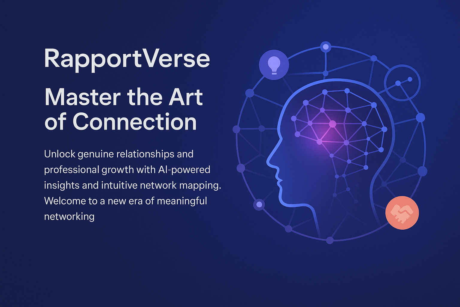 RapportVerse vision graphic: Master the Art of Connection - Unlock genuine relationships and professional growth with AI-powered insights and intuitive network mapping.